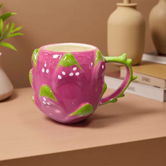 Taza de cerámica realista de fruta de dragón: taza creativa de frutas y verduras for regalos únicos y decoración del hogar