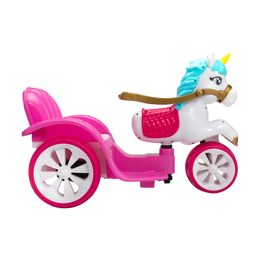 Kids Horsey 1 Seater Toddler Girls Ride On Toy Battery Powered Pink Carriage 