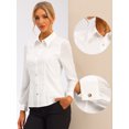 thumbnail image 2 of Camisa con Botones Mangas Largas Allegra K Blusa de Oficina de Trabajo blanco XS, 2 of 6