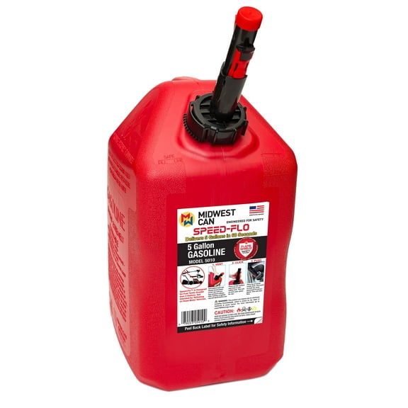 Midwest Can Company 5010 Speed Flo Gas Can with Speed-Flo Spout, 5 Gallon Capacity , Red