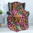 thumbnail image 4 of Leopard Print Soft Flannel Fleece Blanket, Mottled Exotic Panthera Skin Pattern Colorful Camouflage Style Safari Theme, Cozy Plush for Indoor and Outdoor Use, 60" x 80", Multicolor, by Ambesonne, 4 of 5