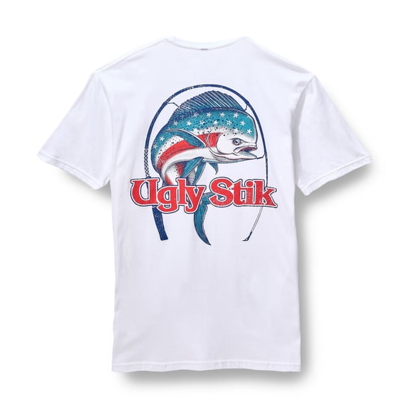 Ugly Stik Mahi Flag Americana T-Shirt, Size L (White)