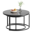 thumbnail image 3 of Set of 2 Nesting Coffee Tables,Black Sintered Stone Tabletop & Wrought Iron Frame, Modern Living Room Accent Furniture, 3 of 11
