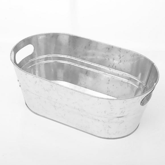 ovalada galvanizada para bebidas, ovalada galvanizada larga,Decoración rústica clásica,Cubo de hielo de metal galvanizado para fiestas en el