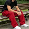 thumbnail image 6 of Eiyaclvo Men's Barrel Sweatpants Wide Leg Baggy Sweatpant Casual Drawstring Elastic Waist Open Bottom Sweat Pants Lightweight Travel Pants Streetwear with Pockets, 6 of 7