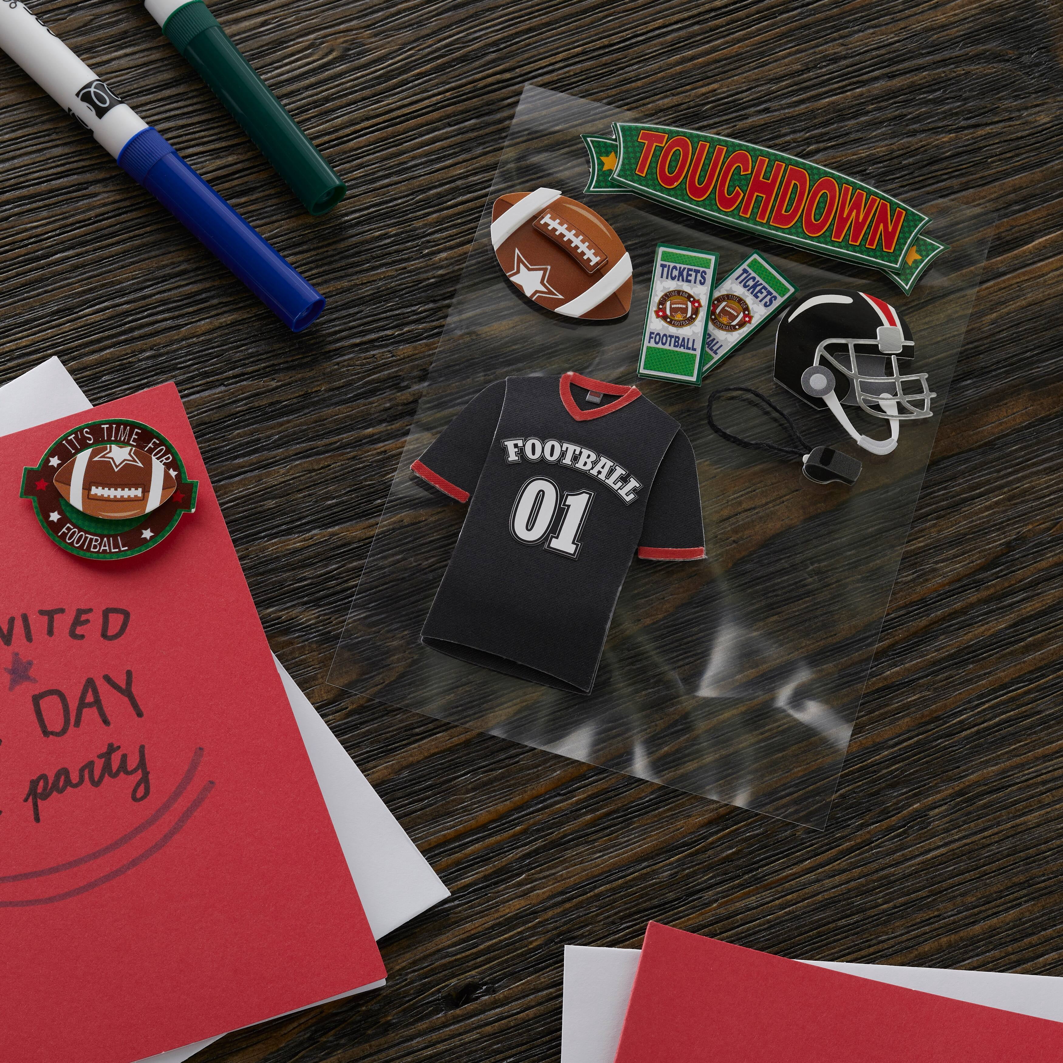 Recollections Football Dimensional Stickers, 12 Pack