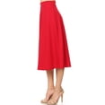 thumbnail image 2 of Women's Solid Basic Casual Elastic Waist A-line Flared Midi Skirt S-3XL, 2 of 7
