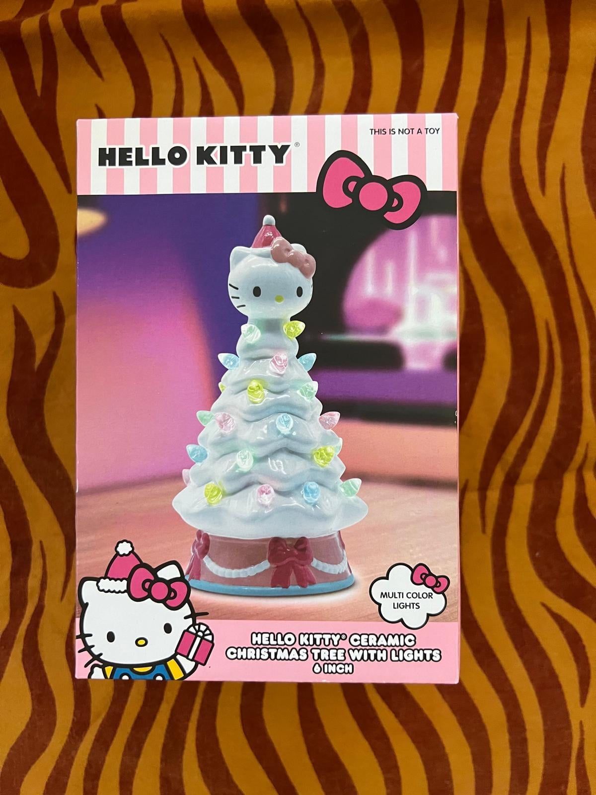 Hello Kitty Mini Ceramic Christmas Tree with white Lights – 6" Tall Holiday Decoration, Ages 6+