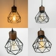 thumbnail image 4 of KAYYELAMP Hanging Light Walnut Base E26 Connection Black Metal Cage Shade Vintage Design Pendant Lamp Replacement Downlight For Kitchen Dining Table Loft Bar(No Bulb), 4 of 7