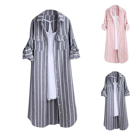 Women Boho Floral Print Linen Dress Casual Button Down Long Sleeve Loose Maxi Dress Beach Flowy Vacation Shirt Dress