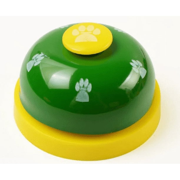 2 juguetes de entrenamiento para mascotas, color verde, con timbre con letra pequeña, para perros y cachorros.
