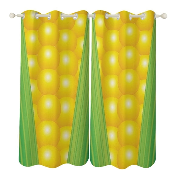 Corn Cob Print 2 Panels Blackout Curtains for Bedroom Living Room Drapes Kitchen Room Window Curtain Grommet