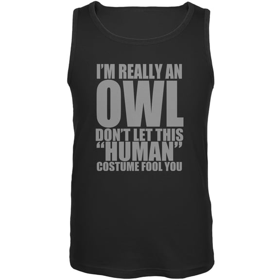 Halloween Human Owl Costume Black Adult Tank Top - 2X-Large