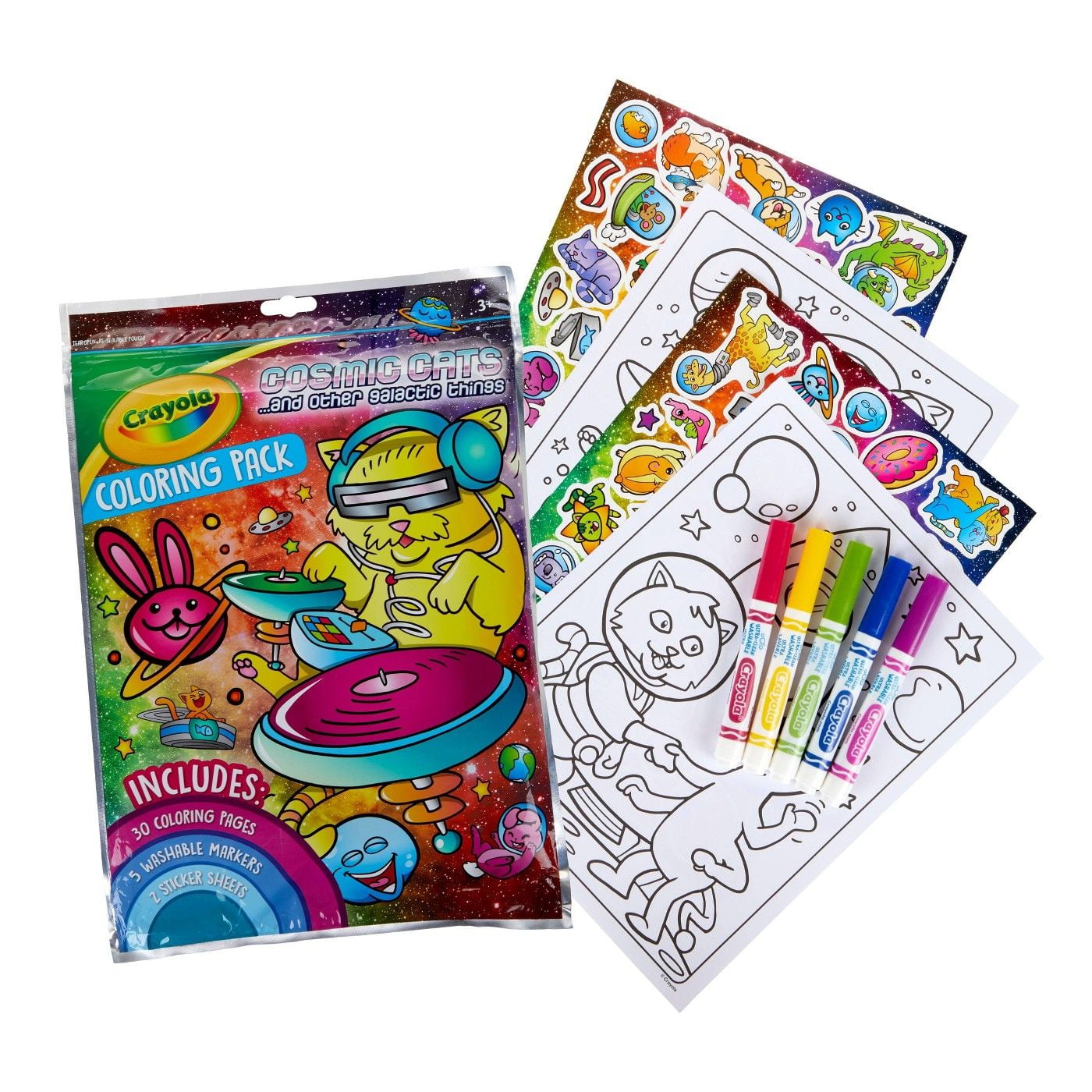 Crayola Color Magic Neon Cosmic Cats Paper & Marker Set, 12 Pages, Beginner  Child 