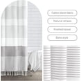 thumbnail image 2 of Boho Sage Green Shower Curtain for Bathroom Stripe Tassel Shower Curtain 72 X 72 Inches Farmhouse Cotton, 2 of 7