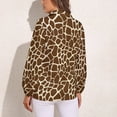 thumbnail image 3 of Giraffe Blouse Brown Animal Print Cute Pattern Blouses Womens Streetwear Shirts Autumn Long-Sleeve Oversized Top, 3 of 7