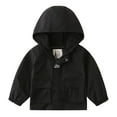 thumbnail image 2 of lkfuzj Toddler Boys Girls Long Sleeved Jacket Zip Up Coat Hoodie Outerwear Windbreaker Fall Winter Jackets for Kids - Black, 2 of 4
