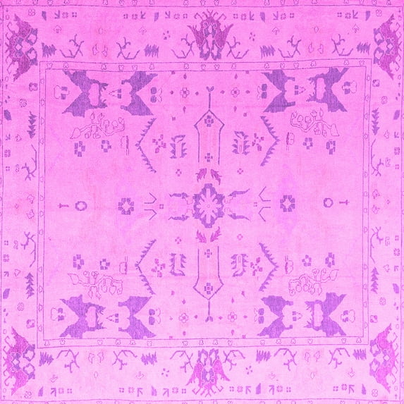 Ahgly Company Indoor Square Oriental Pink Traditional Area Rugs, 8' Square