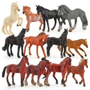 12PCS Mini Action Figures Horse Toy Model Simulation PVC Miniature Horse Animals Toy Playset Educational Toy for Children