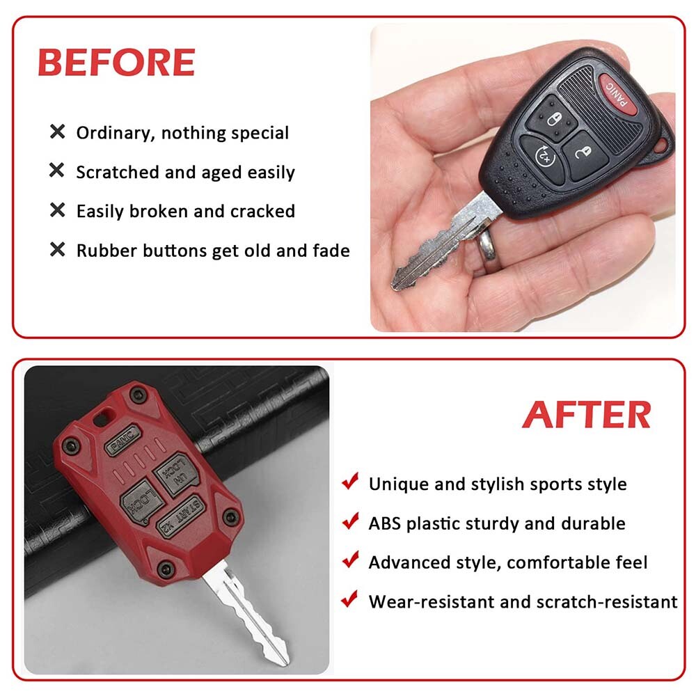 For JK Accessories Car Key Fob Case Cover for Jeep Wrangler JK 2007-2018
