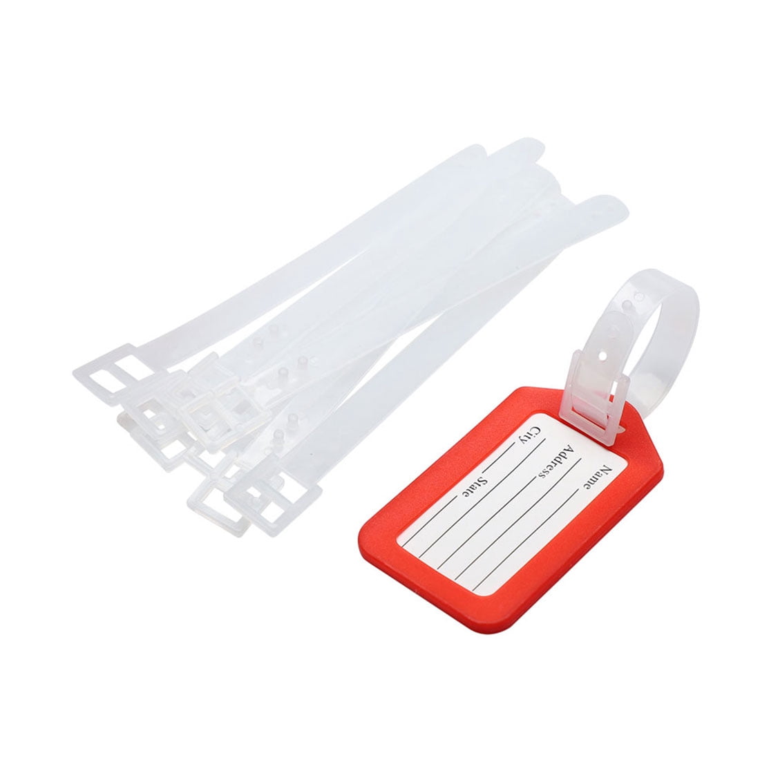 Unique Bargains Plastic Suitcase Bag ID Name Label Luggage Holder Tag 10 Pcs Red White