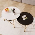 thumbnail image 5 of Harper & Bright Designs Round Nesting Coffee Table Set of 2, Golden Metal Center Table with Storage Drawers and Sintered Stone Top for Living Room, White & Black, 23.6'' & 17.7'', 5 of 15
