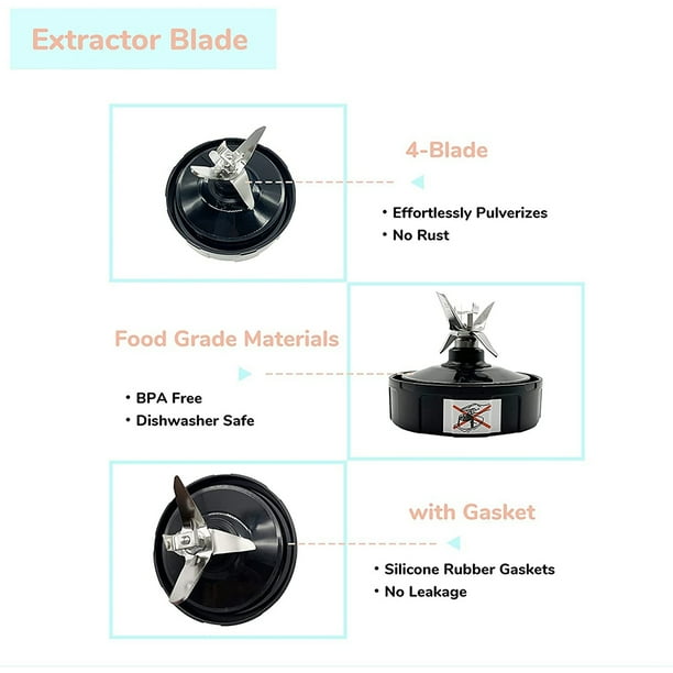 ninja blender parts Blender 24 Oz Cups with Lids & 7 Fins Extractor