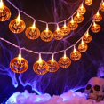 thumbnail image 1 of Halloween Pumpkin String Lights  Outdoor LED Pumpkin Lights Battery Operated  8 Modes Holiday Light for Outdoor Indoor Halloween Decor - 9.8 ft 20 Pumpkin Lights, 1 of 3