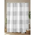 thumbnail image 4 of Shower Curtains Gray White Plaid Bath Curtain Simple Art Waterproof Bathroom Shower Curtain Set with Hooks Decoration 72 x 72 Inches, 4 of 7