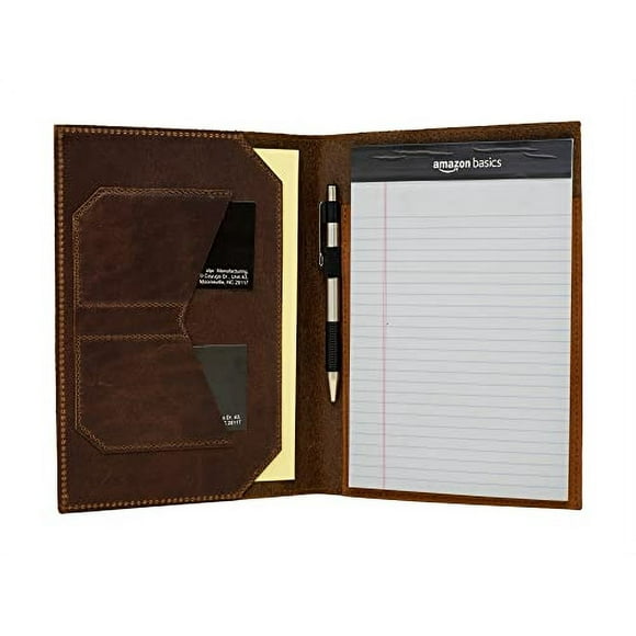 Portafolio cuero p/ notas, cuaderno junior, soporte bloc, regalo negocios