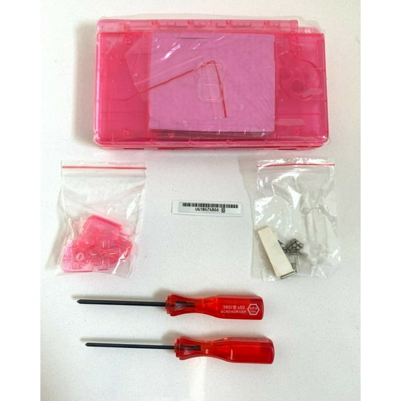 Replacement Housing for Nintendo DS Lite Glass Lens Shell Clear Pink
