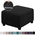 thumbnail image 3 of Ottoman Cover Slipcovers Square Fit Length 13"-44" Footrest, Stool Covers, Ottoman Protector Cover, Footstool Covers with Stretch Thick Checked with Elastic Bottom, Removable Washable(Black,XL(67-84cm, 3 of 7