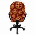 thumbnail image 3 of Colorful Office Chair Slipcover, Retro Tribal Motifs from Concentric Asymmetrical Circles Shapes, Protective Stretch Decorative Fabric Cover, Standard Size, Burgundy Marigold and Cream, by Ambesonne, 3 of 5