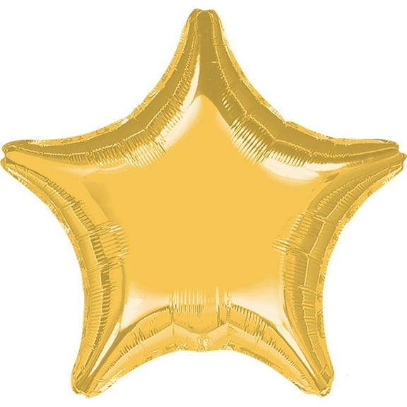 (1) Anagram Metallic Solid Color Star Junior Shape 19" Foil Balloon, Gold