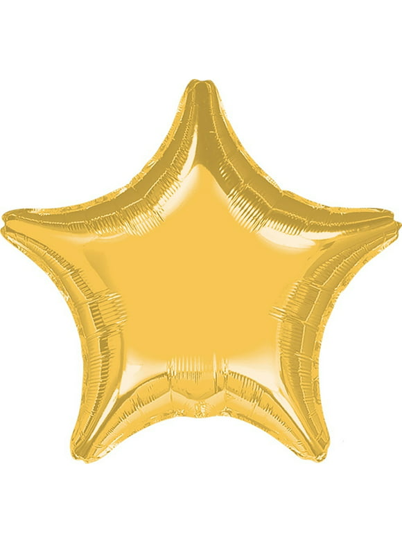 (1) Anagram Metallic Solid Color Star Junior Shape 19" Foil Balloon, Gold