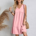 thumbnail image 6 of Ndbuld Womens Summer Dresses 2025 V-Neck Sleeveless Side Pockets Dress Sundress Solid Loose Short Flowy Mini Dress(Gift Included),Pink ,Size XXL, 6 of 9
