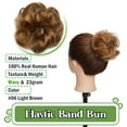thumbnail image 2 of HAIRRO 100% Human Hair Scrunchies, Straight/Curly Messy Bun Hairpiece Extensions Wedding Hair Pieces for Women Messy Bun Real Hair Updo Donut Chignons, 2 of 12