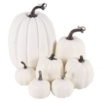 Halloween White Artificial Pumpkin Decoration Foam Desktop Core Thanksgiving 7 Pieces
