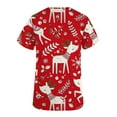 thumbnail image 5 of TIMIFIS Haut de Sarrau Rouge pour Femmes, Haut Cache-Cœur Imprimé de Noël pour les Fêtes, Chemise à Encolure, Bonhomme de Neige, Manches Courtes, Col en V, Tunique d'Infirmière pour le Travail, Blouse d'Uniforme de Travail avec Poches - Rouge Automne/hiver, 5 of 5