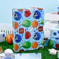 thumbnail image 3 of HOMERAL Blue Wrapping Paper Roll Sports Themed - Mini Roll - Ball Game Design Gift Wrap Paper for Birthday, Baby Shower, Gender Reveal Party, League Winning Celebration - 17In X 32.8Ft, 3 of 7
