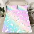 thumbnail image 2 of Feelyou Cute Unicorn Kids Queen Sheet Sets, Mystic Astrology Planet Flat Sheet, Dreamy Rainbow Printed Queen Fitted Sheet, Breathable Home Decor, 4-Piece, 2 of 7
