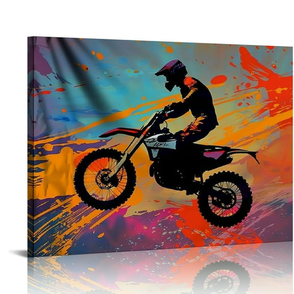 Autua Dirt Bike Canvas Prints Wall Art for Living Room Bedroom Office 20x16in