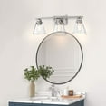 thumbnail image 3 of Modern Brushed Nickel Bathroom Lights Over Mirror, 3-Light Wall Sconce, 5-Piece All-in-One Bathroom Set, Vanity Lighting with Clear Glass Shade, 3 of 15