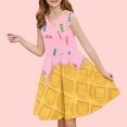 thumbnail image 2 of Piuwrlz Girls Summer Dresses Girl Casual Play Dresses Crew Neck Pleated Skirts Pink Size 5 Years, 2 of 8