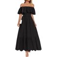 thumbnail image 1 of Vestido ZESICA 2025, de verano, con hombros descubiertos, bordado con volantes, negro, 1 of 6