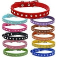 thumbnail image 3 of 2Pcs Dog Collar Crystal Bling Rhinestone PU Leather Puppy Cat Collars Necklace Neck Strap, 3 of 9