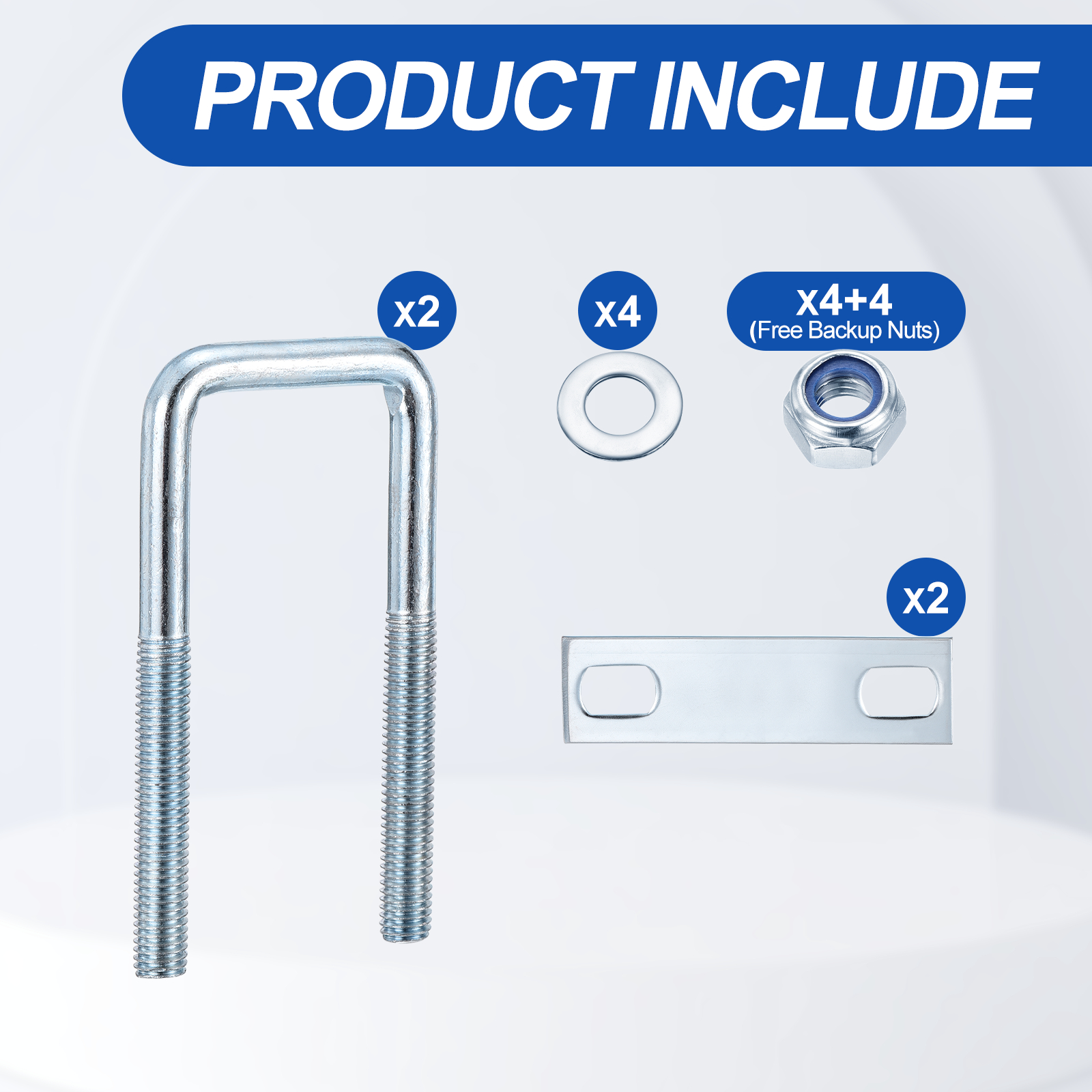 U Bolts 2Set (M10x40x110mm), Square U Bolt Kits Carbon Steel with Nylon Lock Nut Washers Plates - for Construction, Pipe, Trailer, Automotive, Leaf Spring Fastener