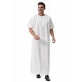 thumbnail image 6 of Gamivast Mens Short Sleeve Shirts Embroidery Zip Neck Kaftan Robe Dress Shirts Muslim Fashion Thobe Jubba Casual Shirts Loose Fit Summer Prayer Wear, 6 of 7