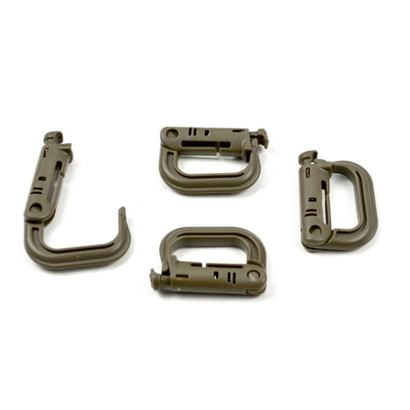 Sniper Grimloc Locking D-Ring for Attaching to Molle Cross Draw Vest Systems and Equipment 4-Pk (Tan)