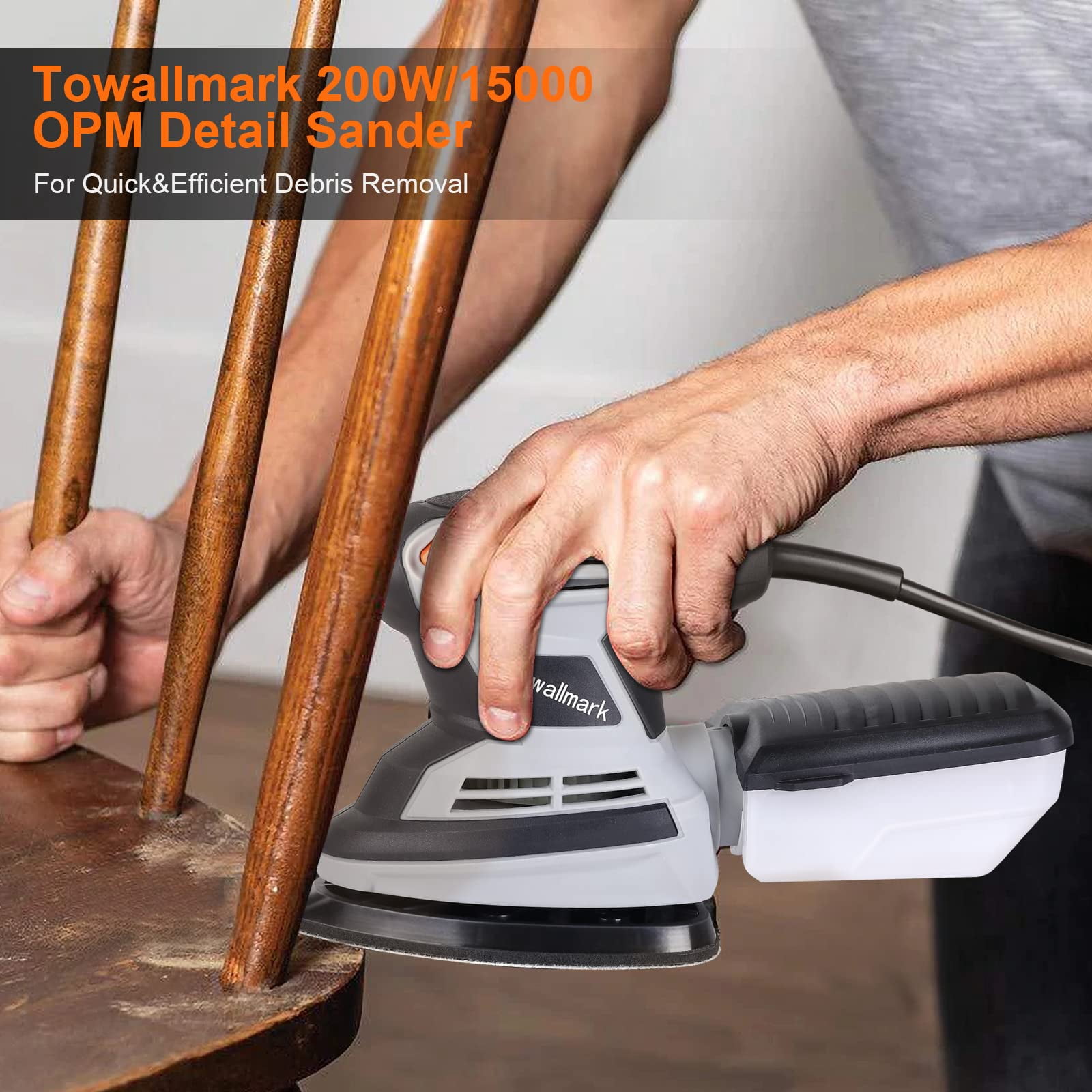 TACKLIFE Classic Mouse Detail Sander with 12Pcs Sandpapers, 12,000 OPM